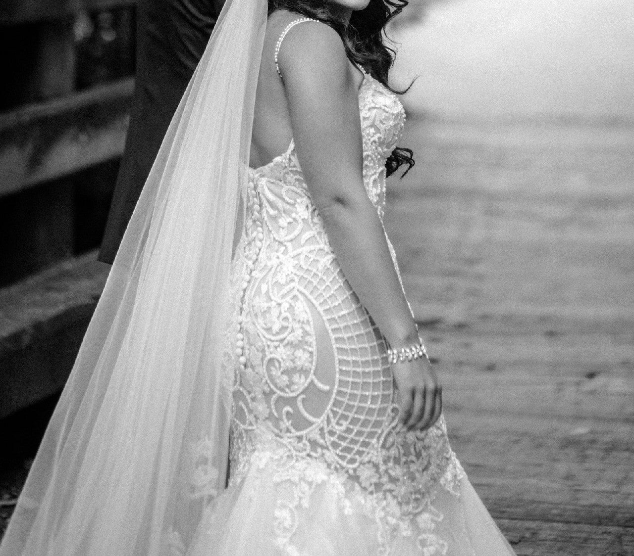 YBW20032 - fit-and-flare embroidered wedding gown with spaghetti straps