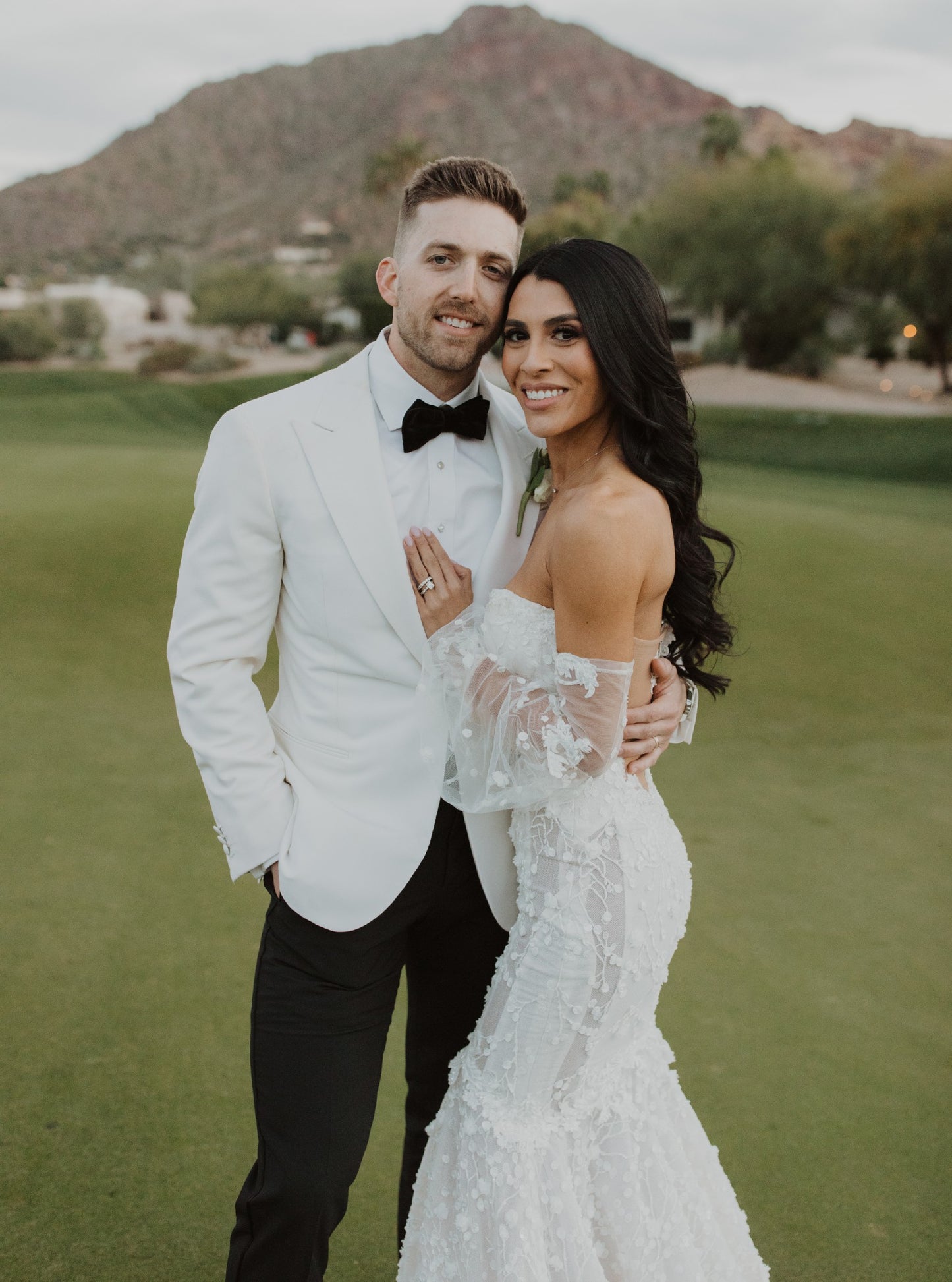 C2024-SL374 - strapless lace wedding gown with detachable long arm sleeves