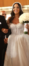 C2024-AS81G - strapless a-line corset wedding dress with draping off the shoulder arm straps
