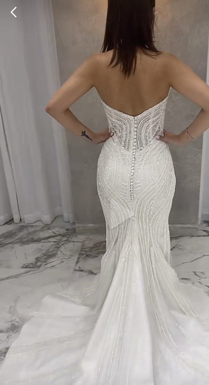 C2024-S313 - corset style strapless beaded wedding gown