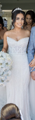 C2024-S313 - corset style strapless beaded wedding gown