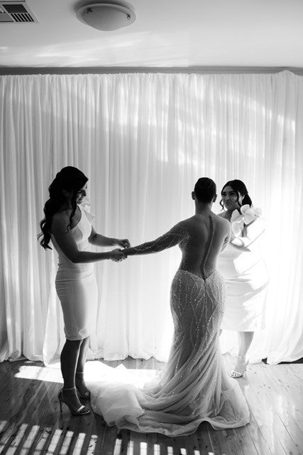 C2024-GE229 - Sheer illusion crystal beaded wedding gown