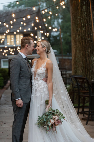 C2024-AS818 - sleeveless a-line wedding gown with illusion v-neckline