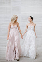 C2024-SA59 - strapless a-line 3D embossed wedding gown with corset bodice and chapel train
