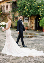 C2024-L551 - sweetheart lace fitted wedding gown with thin shoulder spaghetti straps