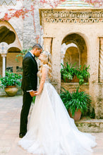 c2024-BGA82 - metallic embroidered a-line wedding ball gown with thin shoulder straps