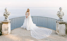c2024-BGA82 - metallic embroidered a-line wedding ball gown with thin shoulder straps