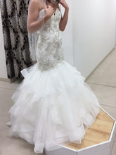 Style 9421 - strapless sweetheart fit-to-flare wedding gown with beaded lace bodice