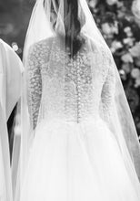 C2024-SNLS - long sleeve a-line wedding gown with beaded embroidery bodice