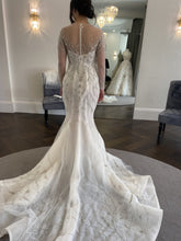 C2024-LSC61 - Sheer long sleeve wedding gown with swarovski crystals and illusion neckline