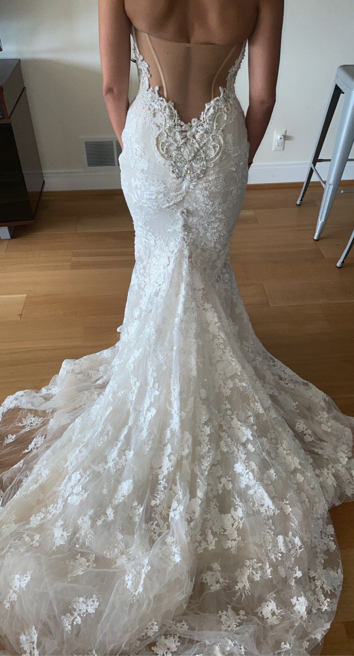 C2024-GL40 - sweetheart strapless wedding gown with embroidered lace details