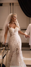 C2024-GL733 - fit-to-flare lace wedding gown with sheer insets