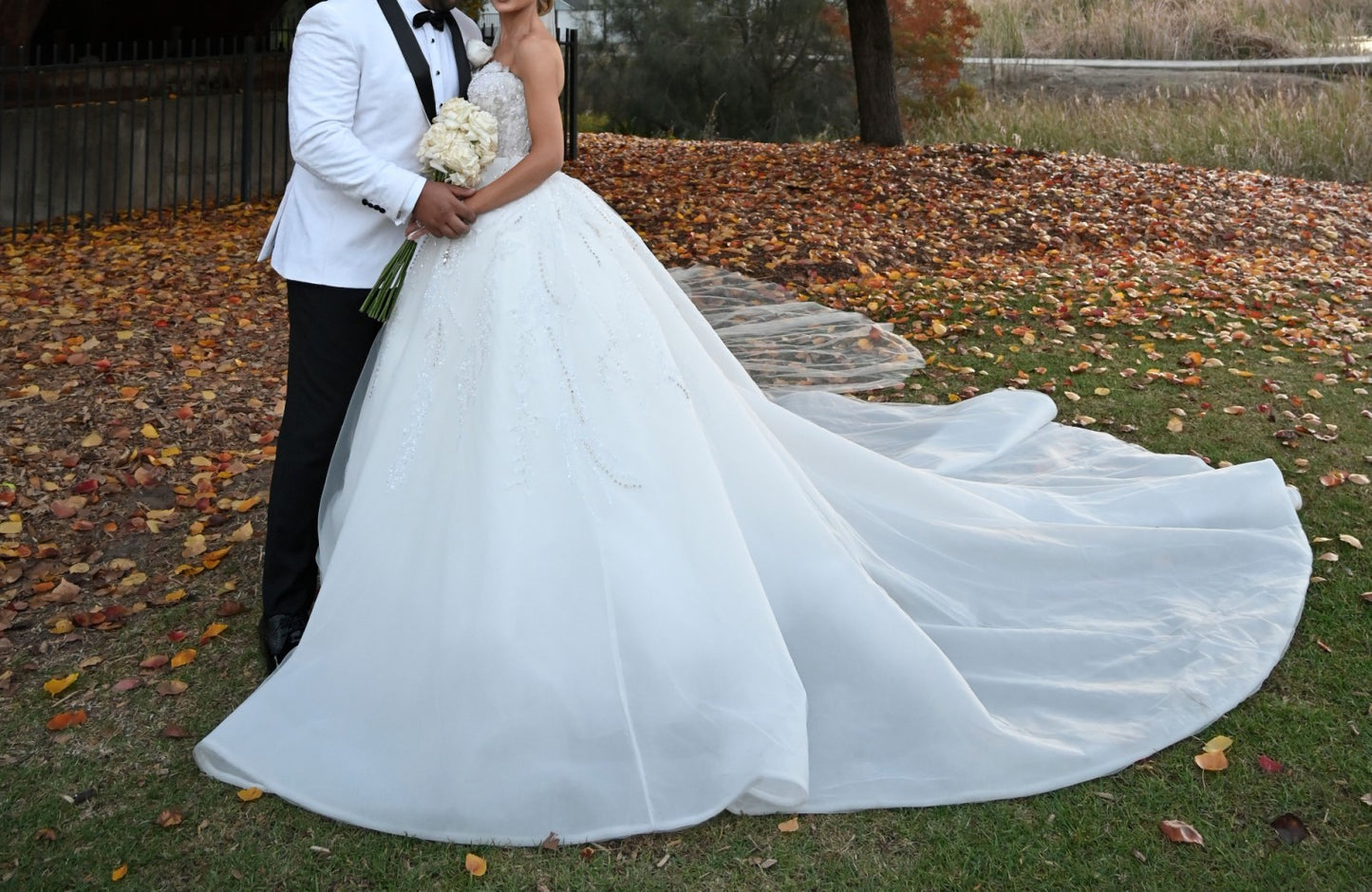 C2024-NAL24 - strapless crystal beaded ball gown wedding dress