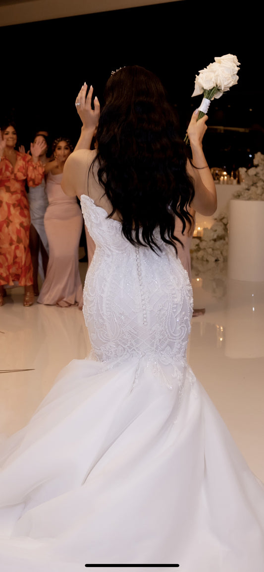 C2024-NAL50 - sweetheart strapless fit-to-flare wedding dress with beaded embroidery and mermaid hem