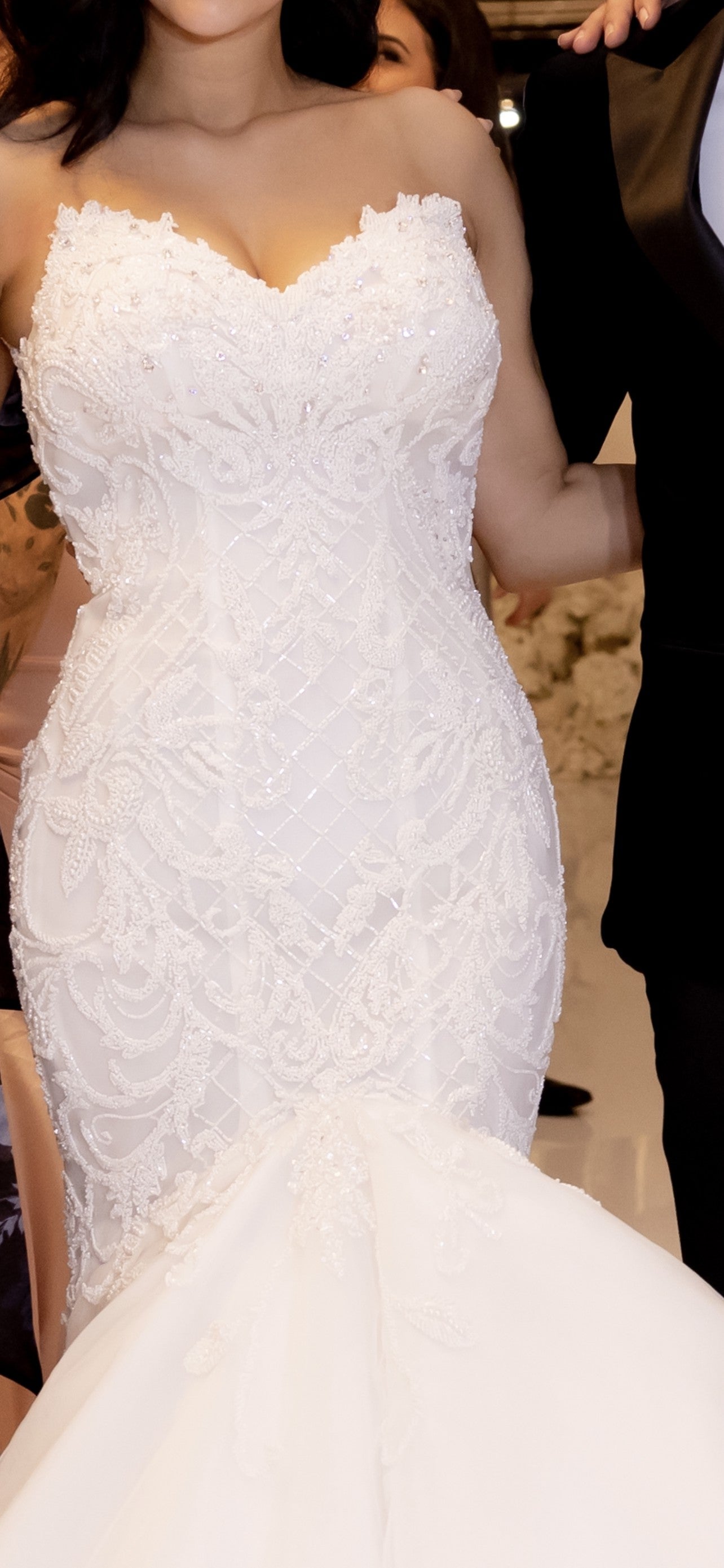 C2024-NAL50 - sweetheart strapless fit-to-flare wedding dress with beaded embroidery and mermaid hem