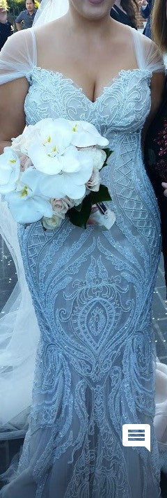 C2024-NAL787 - beaded embroidery fit-to-flare wedding gown