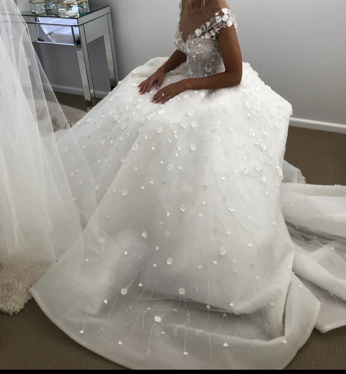 C2024-NAL440 - off the shoulder a-line wedding gown