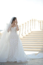 C2024-NAL4022 - 3D embellished sheer long sleeve wedding gown