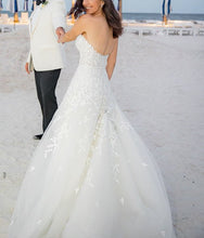 C2024-SA119 - strapless a-line beaded lace wedding gown with chapel train