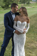 C2024-BP44 - strapless embroidered wedding gown with a corset bodice