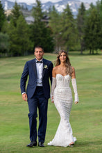 C2024-BP44 - strapless embroidered wedding gown with a corset bodice