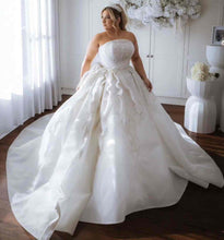 C2024-GH53P - beaded strapless plus size wedding ball gown