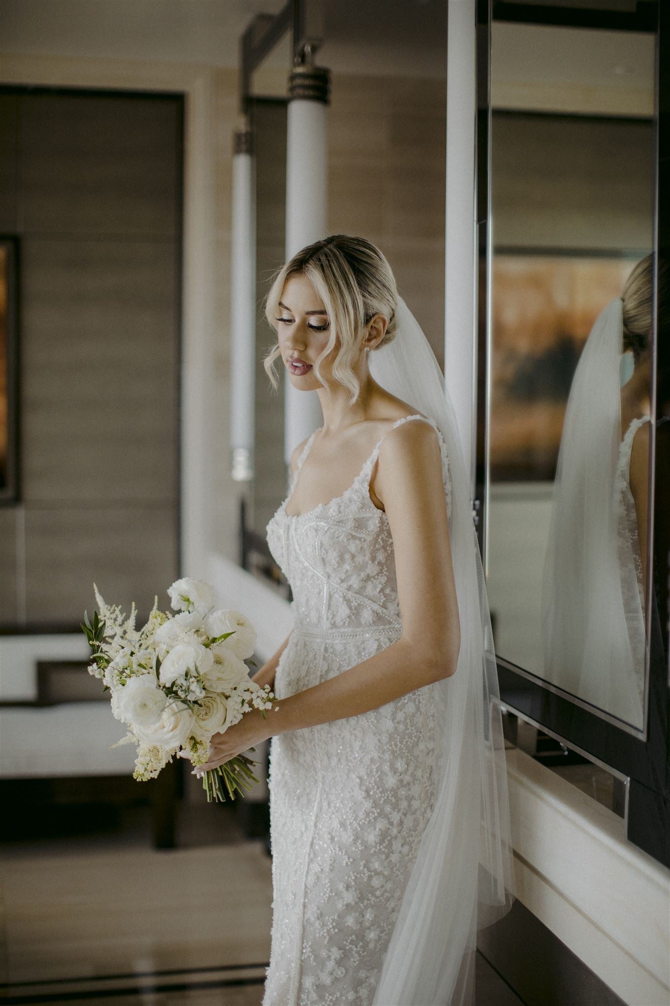 C2024-PC45 - sleeveless scoop neck beaded wedding gown