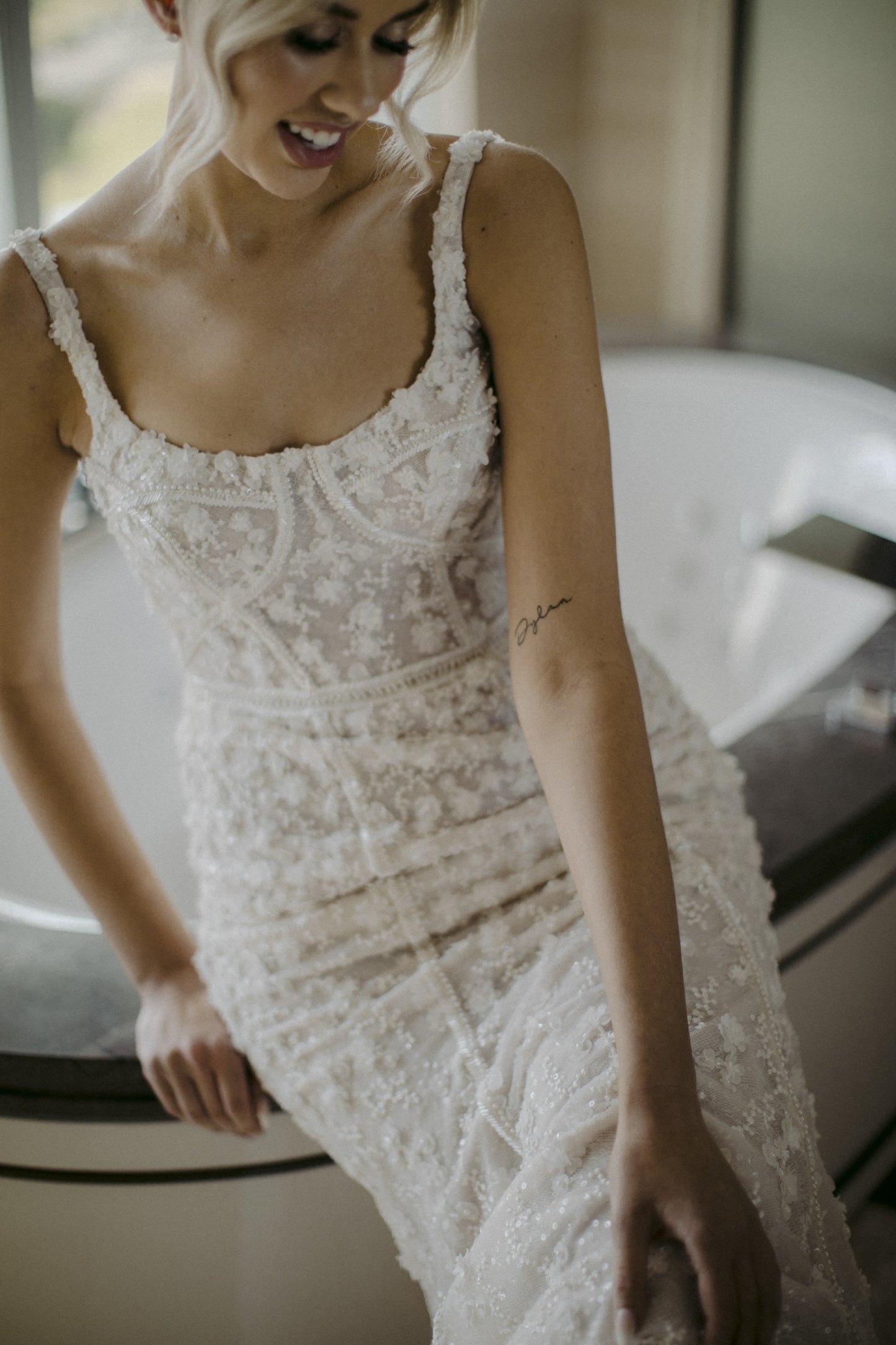 C2024-PC45 - sleeveless scoop neck beaded wedding gown