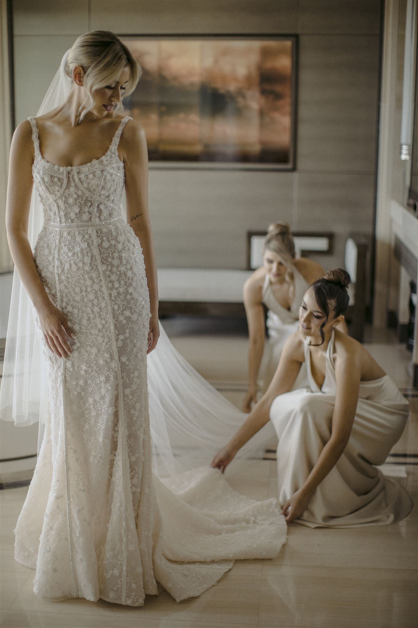 C2024-PC45 - sleeveless scoop neck beaded wedding gown