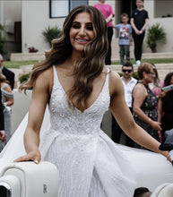C2024-PC46 - Sleeveless deep v-nack empire waist wedding gown