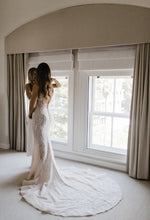 C2024-PC413 - sleeveless v-neck beaded lace wedding gown