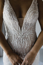 C2024-PC413 - sleeveless v-neck beaded lace wedding gown