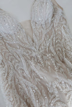 C2024-PC413 - sleeveless v-neck beaded lace wedding gown