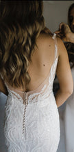 C2024-PC413 - sleeveless v-neck beaded lace wedding gown