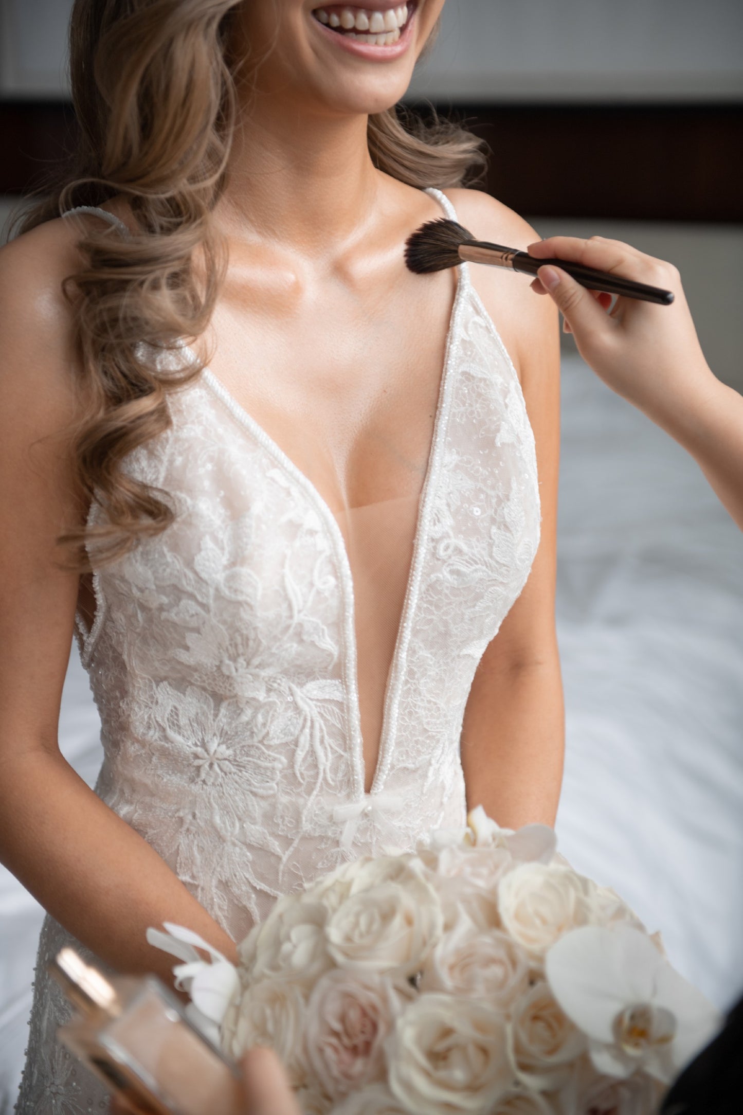 C2024-ND48 - sleeveless deep v-neck wedding gown