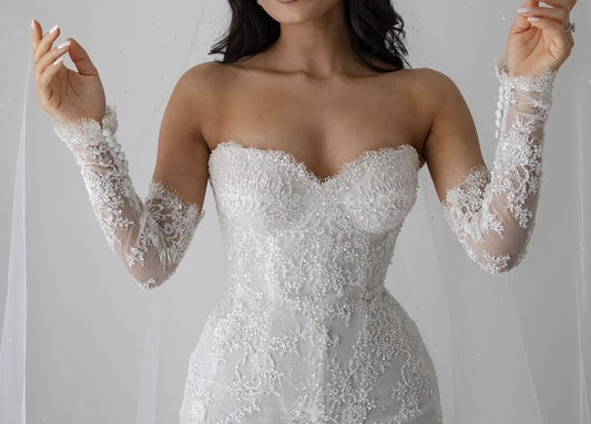 C2024-ZM90 - strapless beaded lace wedding gown