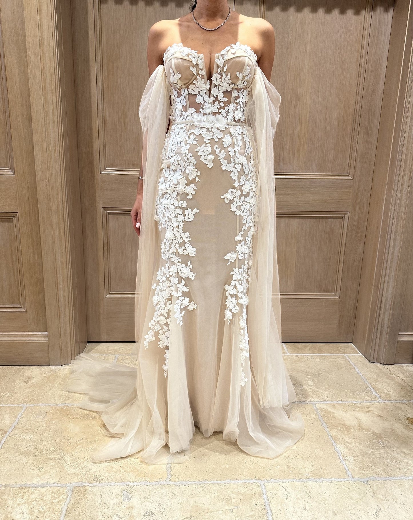 C2021-BPP106 - strapless embroidered wedding gown