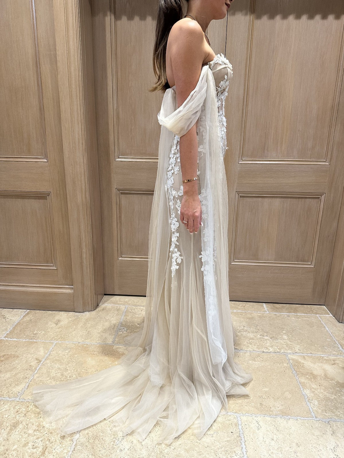 C2021-BPP106 - strapless embroidered wedding gown