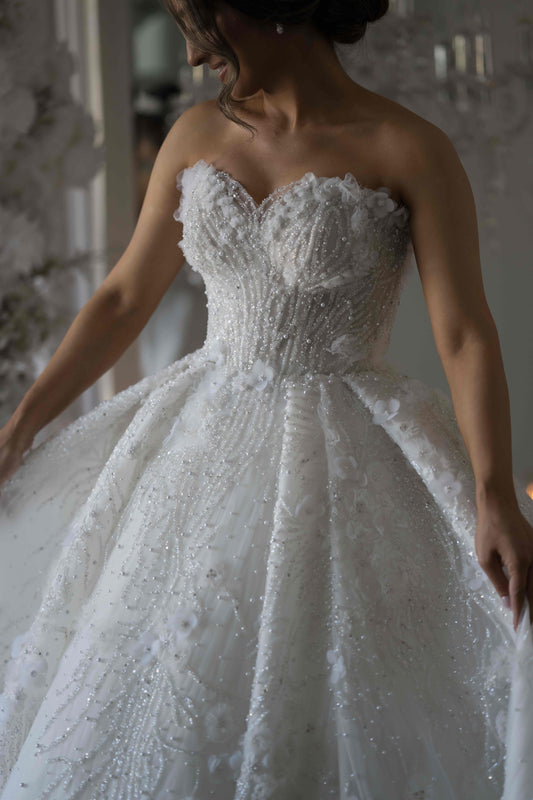 C2024-NAL1025 - strapless beaded wedding ball gown
