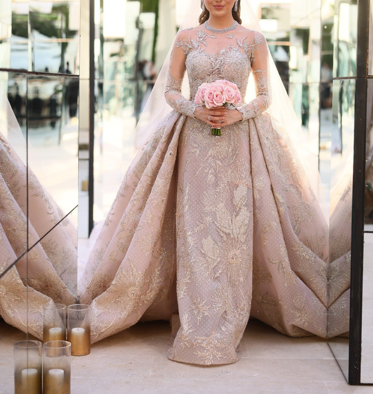 C2024-ZM88 - beaded ornate flower lace wedding gown