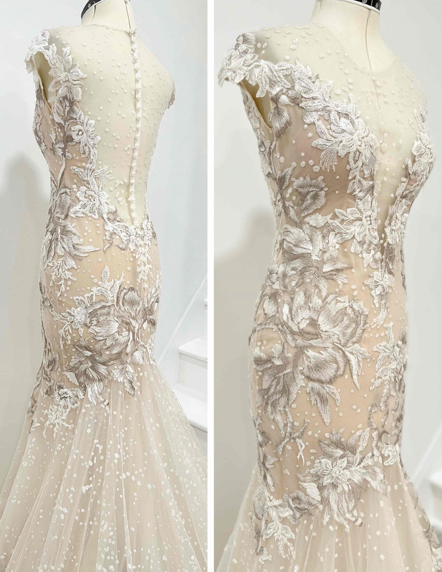 C2024-V88 - Vintage Style fit-to-flare wedding gown