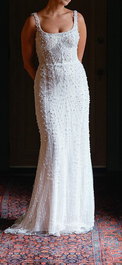 C2024-SH71 - Sleeveless scoop neck beaded wedding gown