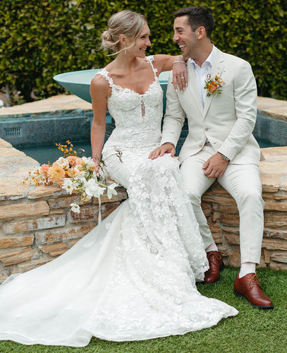 C2025-GL27 - sleeveless embroidered wedding gown