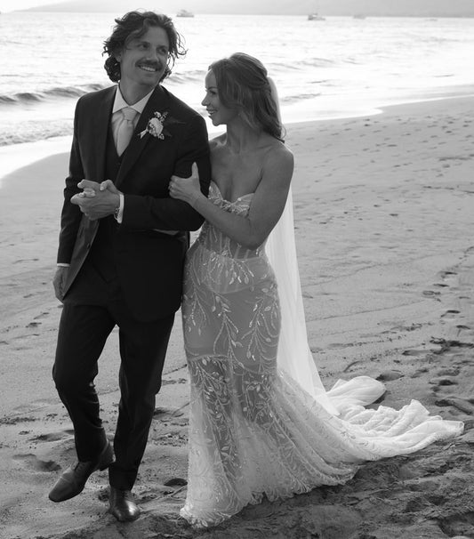 C2025-GL244 - strapless sheer embroidered wedding gown