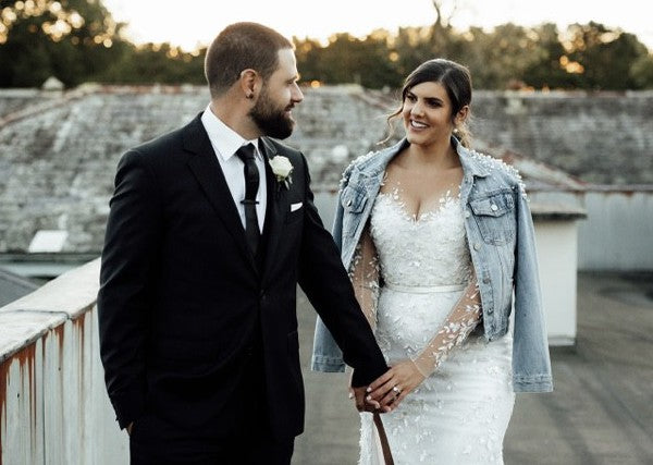 C2025-PS233 - illusion neckline embroidered wedding gown