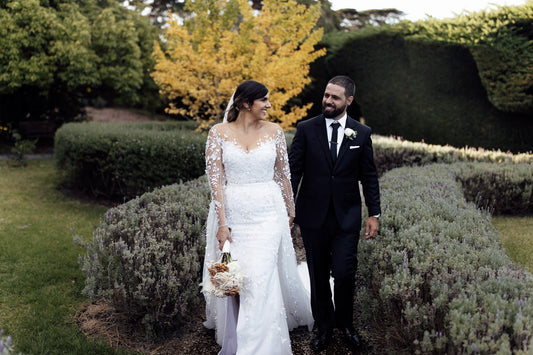 C2025-PS233 - illusion neckline embroidered wedding gown