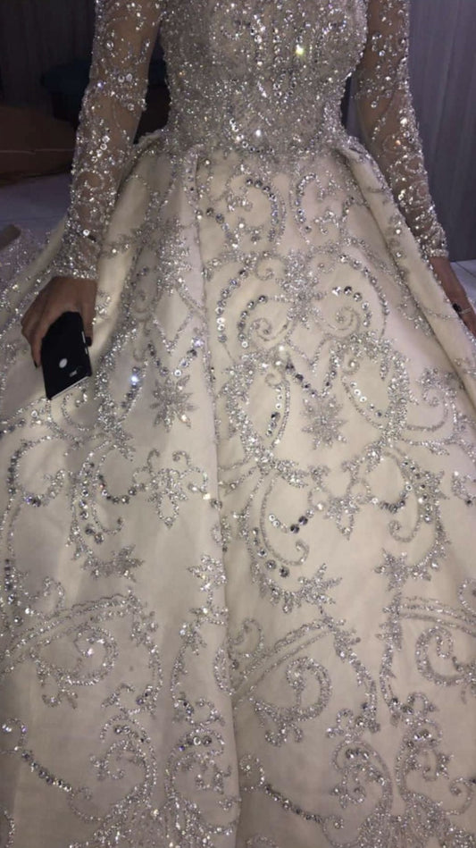 C2025-BG810 - swarovski crystal beaded ball gown wedding dress