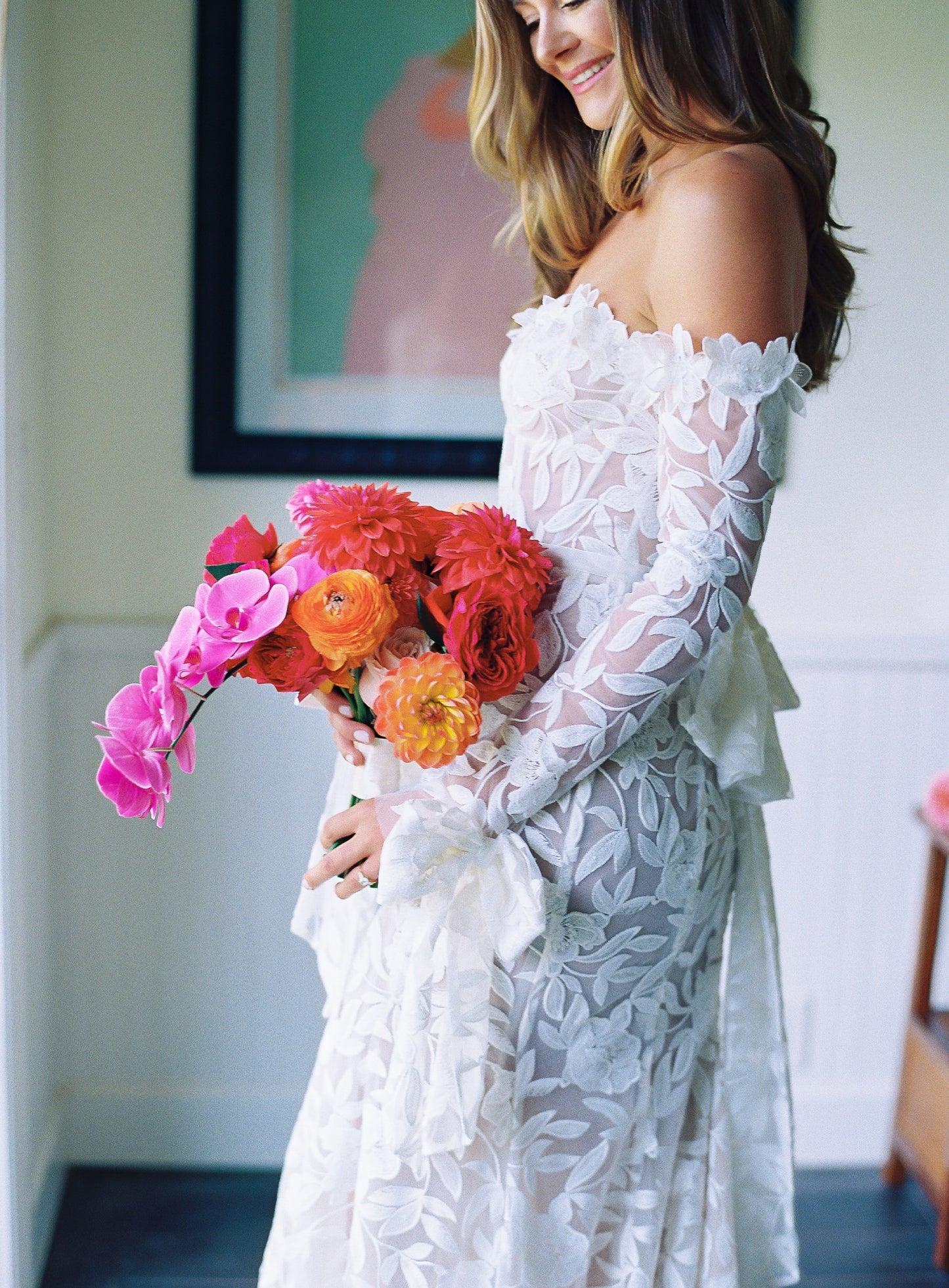 C2025-ES705 - strapless embroidered wedding gown