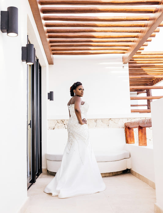 C2025-EA6018 - beaded strapless wedding gown