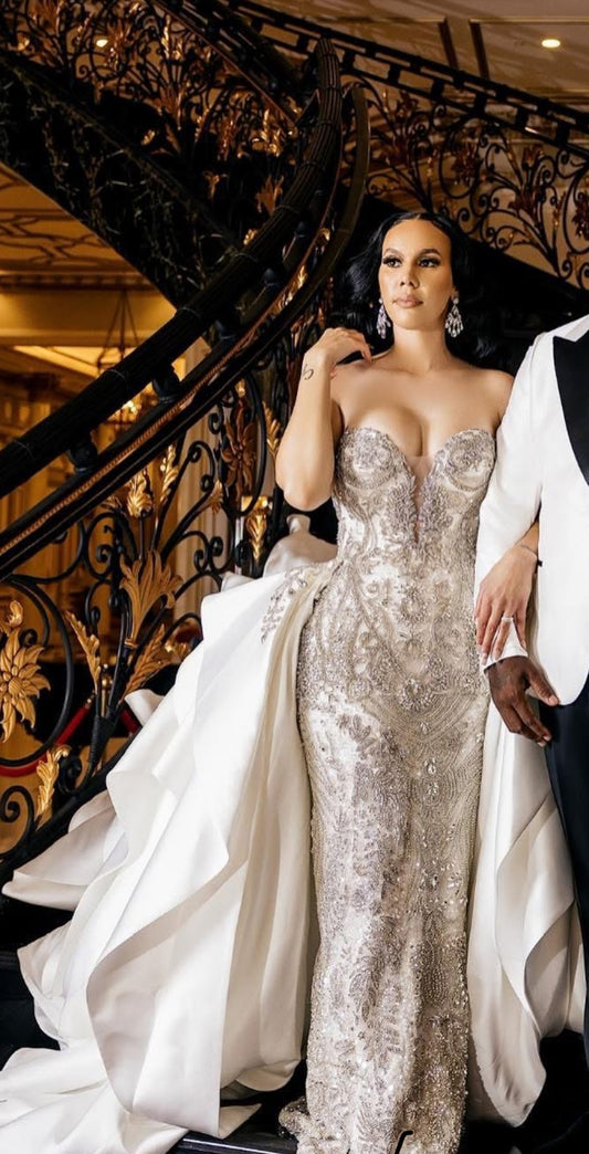 C2025-EA2777 - crystal beaded strapless wedding gown